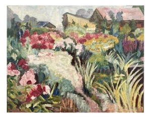 Albert Ducommun, Paysage fleuris, Oil on Canvas, Framed
