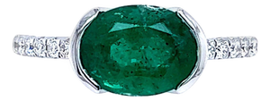 Natural Emerald Diamond Ring 6.5 14k W Gold 2.33 TCW Certified