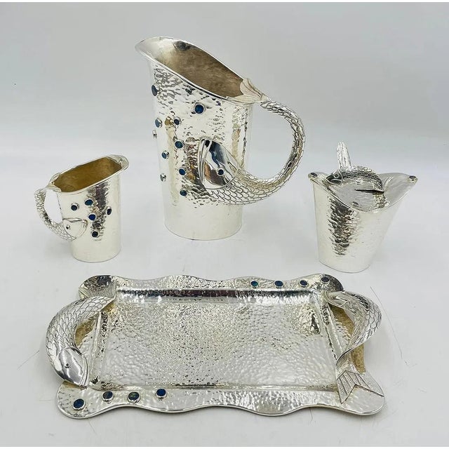 Mexican 1980s Emilia Castillo Five Piece Fish Tea or Coffee Set Mexican Modern Silversmithing - Set of 5 For Sale - Image 3 of 18