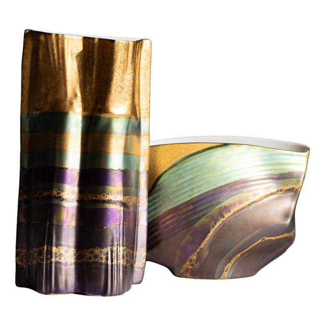 Porcelain Vases by Johan Van Loon and Helmut Drexler for Rosenthal, 1993, Set of 2 For Sale