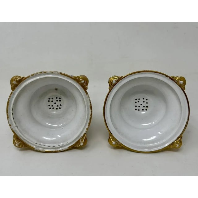 Antique Regency English Crown Derby Pair Urns Vases Pot Pourri Centerpieces 1815 For Sale - Image 9 of 11