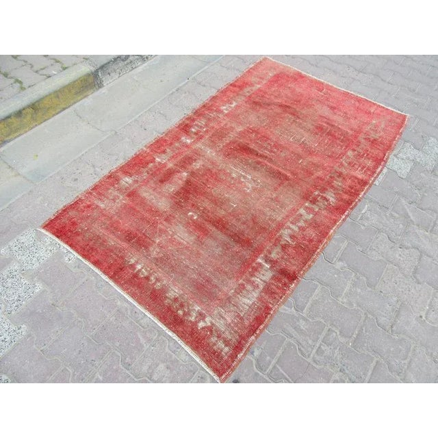 Art Deco Overdyed Rust Vintage Turkish Rug For Sale - Image 3 of 5