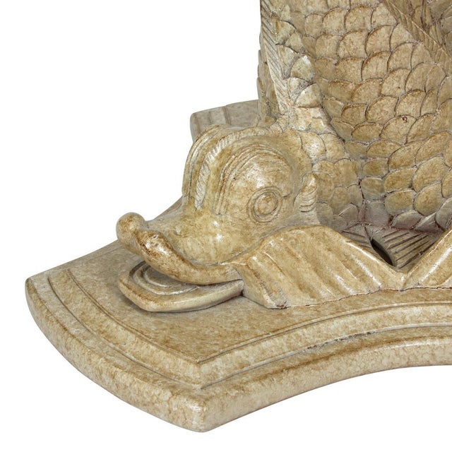 Nautical Dolphin Form Carved Table Base with Glass Top For Sale - Image 3 of 5