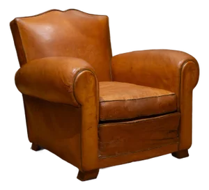 Art Deco Moustache Leather Club Chair c.1930-1940