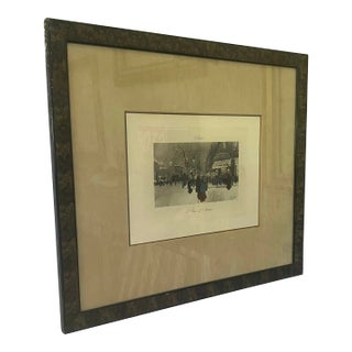 1900s Paris Street Scene Hand Colored Lithograph by F. Guisto, Framed For Sale