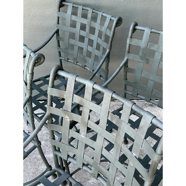 Mid 20th Century Vintage Brown Jordan “Florentine” Scroll Arm Metal Dining Chairs - Set of Four For Sale - Image 5 of 12