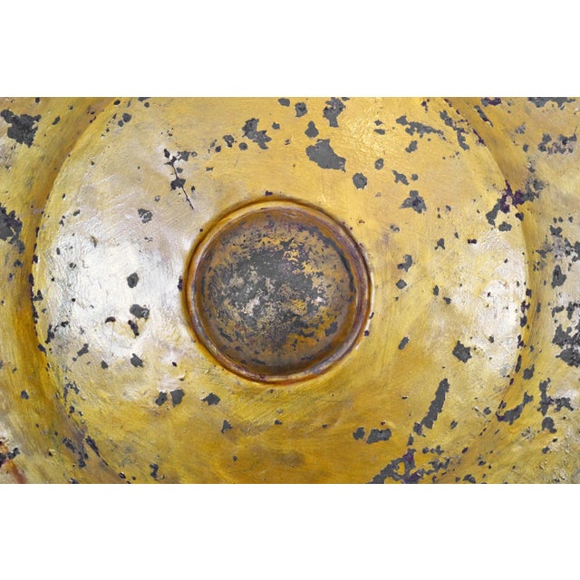 Mid 20th Century Vintage Gold Bronze Asian Industrial Gong Wall Object For Sale - Image 5 of 7