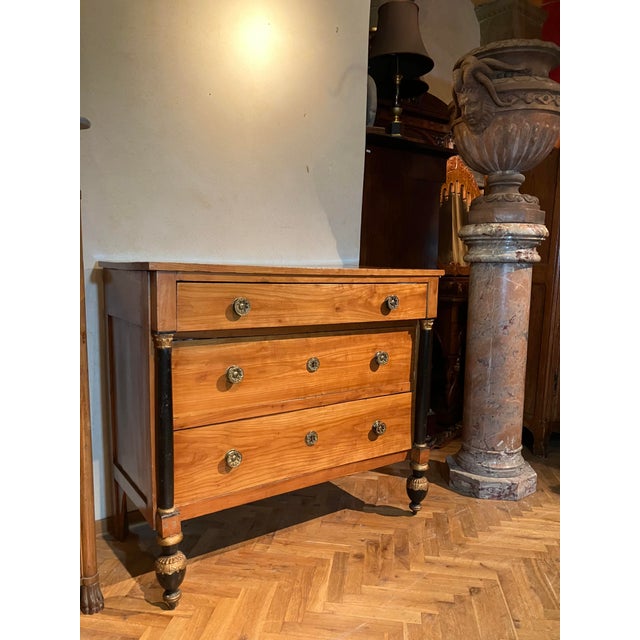 Antique Italian Empire Cherrywood Chest of Drawers with Ebonized Columns, 1800s For Sale - Image 9 of 13