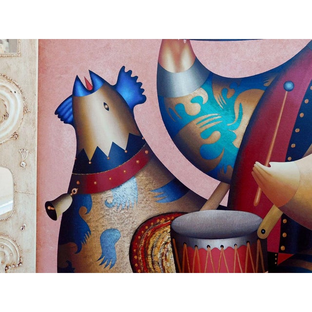 Pink Anton Arkhipov Revelry Hand Signed Original Paining Custom Framed by Artist For Sale - Image 8 of 9