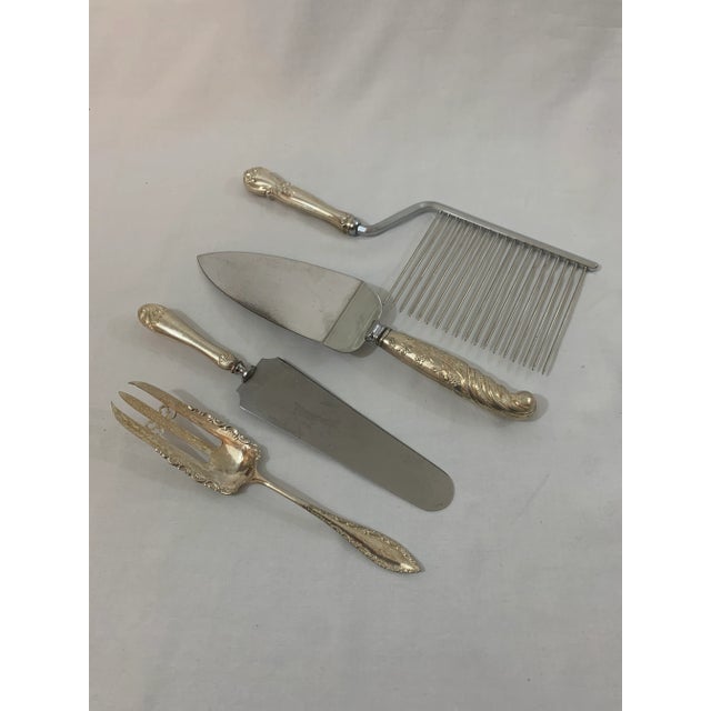 Vintage Early 20th Century Mixed Pattern Silver & Silver Plate Dessert Serving Flatware - Set of 4 For Sale - Image 10 of 10