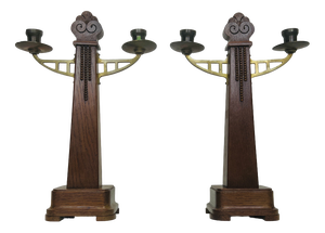 Art Deco Amsterdam School Candle Holders 1925, Set of 2