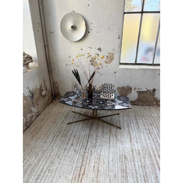 Metal Coffee Table with Agate Stone Effect, 1990s For Sale - Image 7 of 18