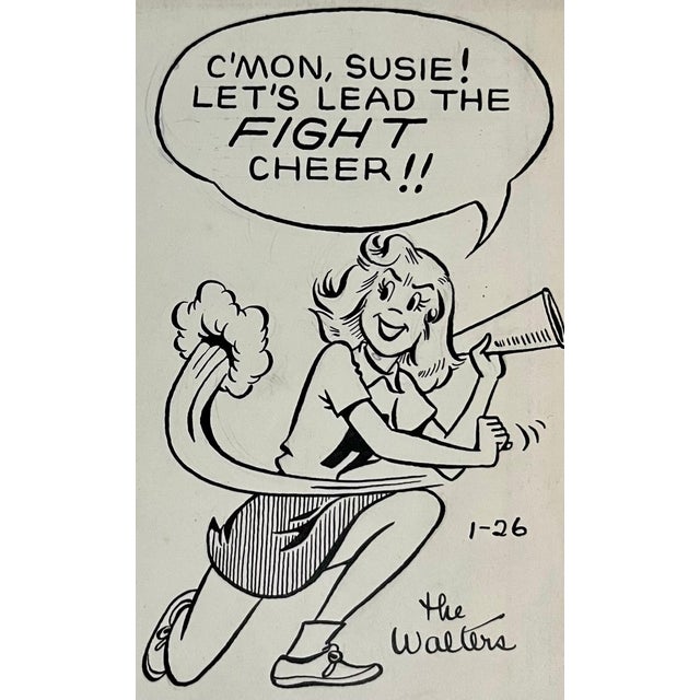 Jerry Walter & Linda Walter, Vintage Golden Age Syndicated Ink Drawing Cartoon Strip Susie Q Smith Comic Art, c. 1954 For Sale - Image 4 of 5
