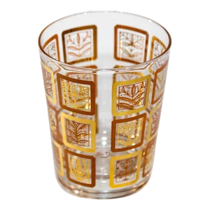 Vintage Hazel Atlas Lotus Autumnal Drinking Rock Cocktail Single Glass
