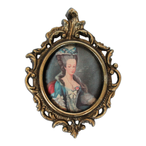Vintage Ornate Italian Silk Art Portrait of Marie Antoinette