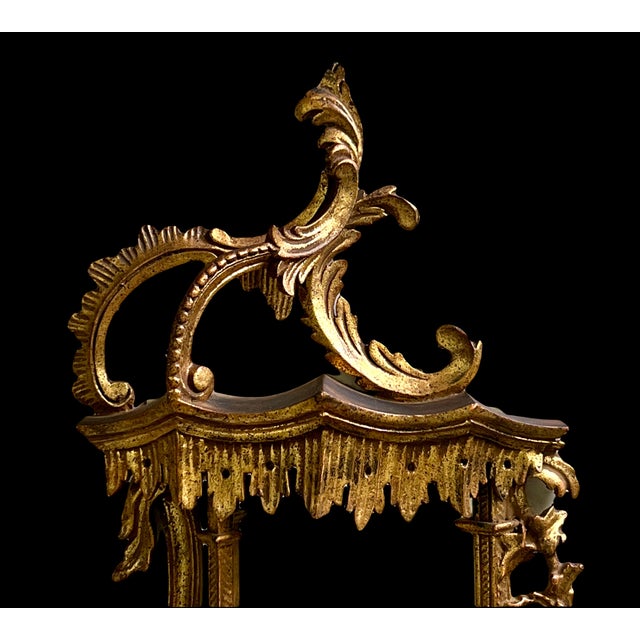 Antique Italian Giltwood Baroque Gold Wall Shelf With Integral Mirror For Sale - Image 4 of 13