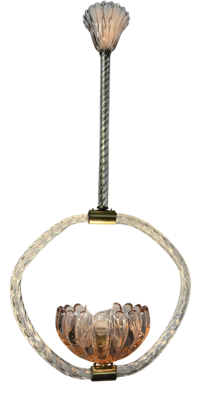 Pink Murano Glass Pendant from Barovier & Toso, 1940s | Chairish