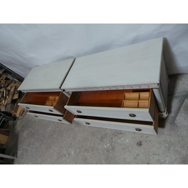 Gustavian Style Unique Greek Key 2 Drawer Chest of Drawers For Sale - Image 9 of 14
