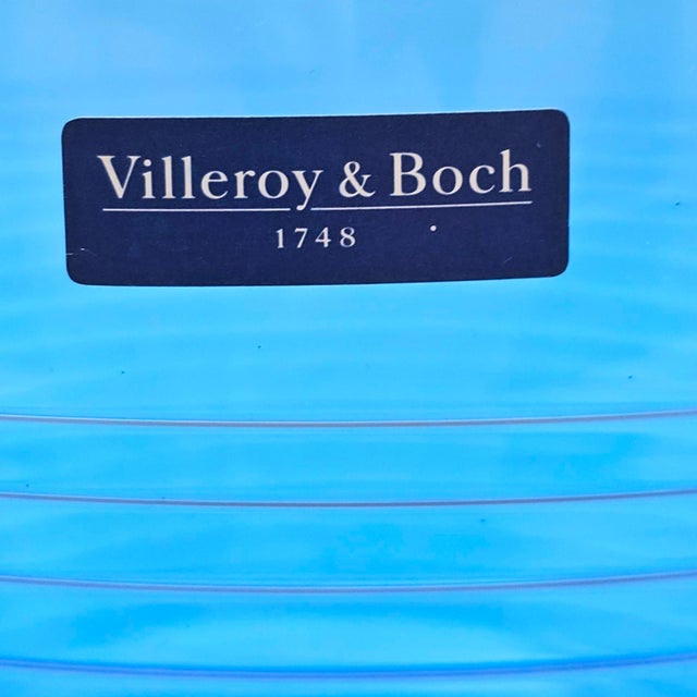 Villeroy & Boch Conga White Swirl Cobalt Crystal Centerpiece Bowl 8.75" For Sale In San Francisco - Image 6 of 12