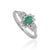 Art Deco Oval Emerald & Diamond Halo Cluster Ring in Silver, Size 7.5 For Sale - Image 6 of 12
