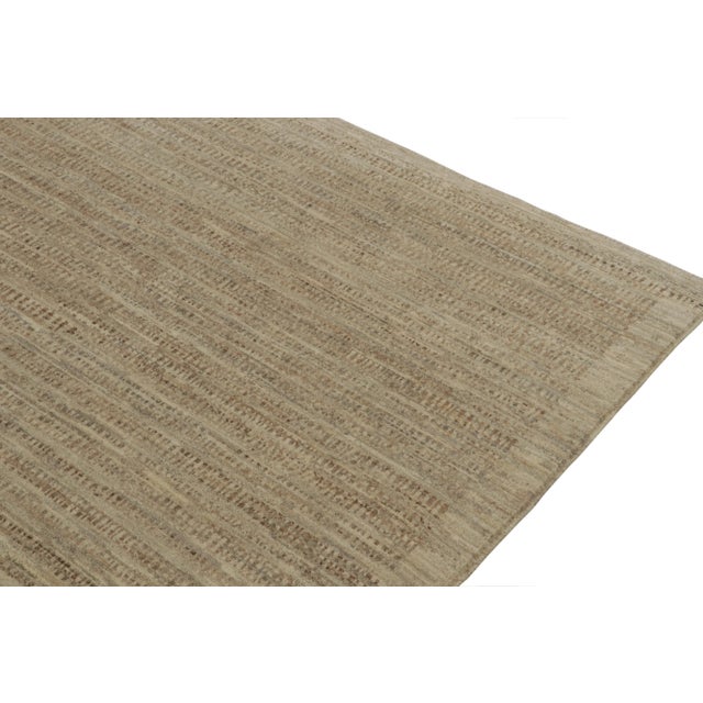 2010s Rug & Kilim’s Contemporary Rug in Beige-Brown Striations For Sale - Image 5 of 8