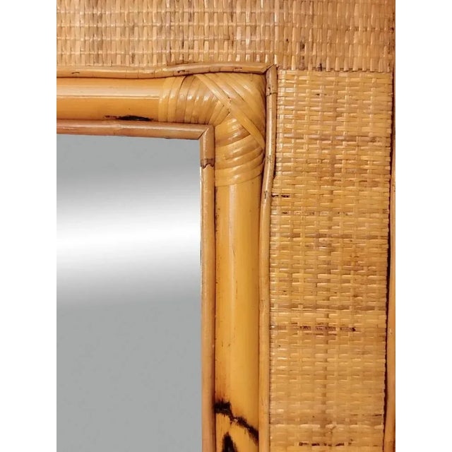 Wicker and Bamboo Rectangular Wall Mirror, Italy, 1960s For Sale - Image 3 of 7