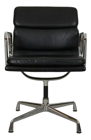 Ea-208 Chair in Black Leather by Charles Eames, 2000s