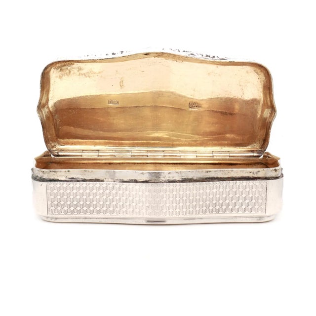 Antique Austrian Engine Turned 13 Loth Silver Snuff Box or Dresser Box For Sale - Image 4 of 18