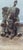 Plastic Vintage Resin Mother and Baby Elephant Statue With Trunks Raised For Sale - Image 7 of 16