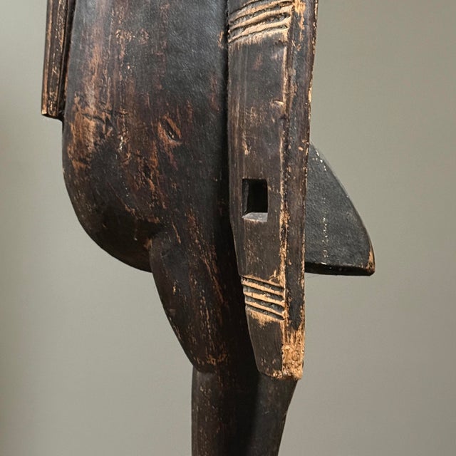 Wood Large Antique Hand Carved African Folk Art Senufo Calao Bird Statue For Sale - Image 7 of 12