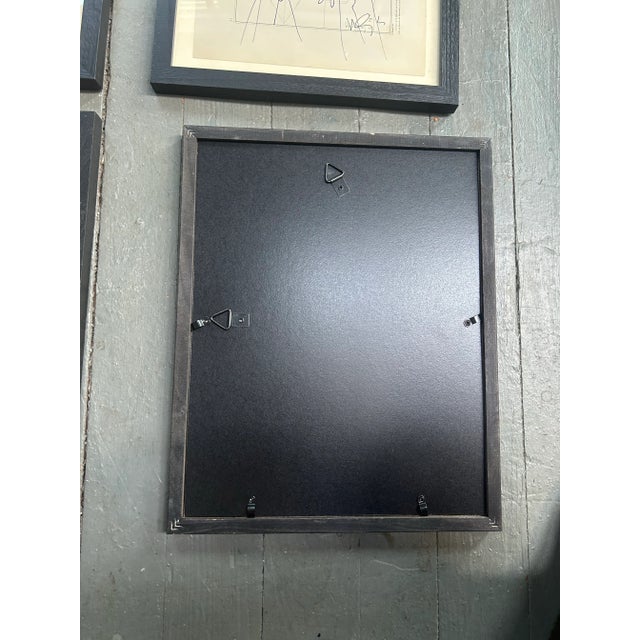 Contemporary set of 4 Wayne Cunningham abstract marker drawings on vintage papers, one of which is an original print by...