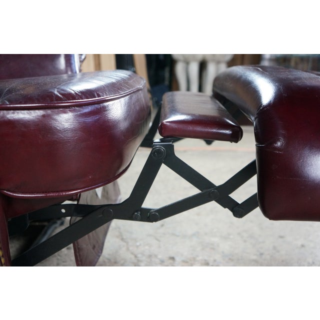 Lane Furniture 1975 Lane Furniture Burgundy Red Oxblood Leather Nailhead Reclining Armchair For Sale - Image 4 of 18