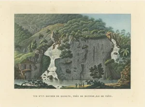 Duperrey, Illustration of a Basalt Rock Near Matavae, Tahiti, 1826, Print