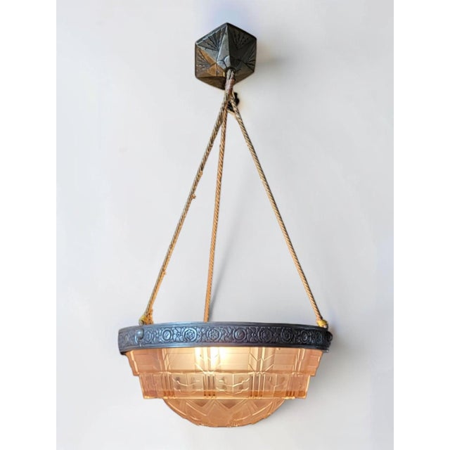 Art Deco Hanging Light from Muller Frères, 1920s For Sale - Image 3 of 14