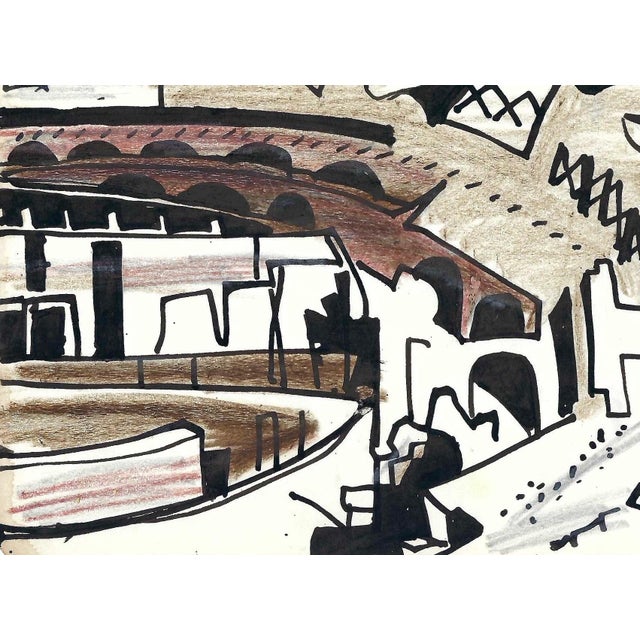 Watercolor with oil pastel on paper by Robert Henry Angeloch (1922-2011). Bearing estate stamp on the back. Bob Angeloch...