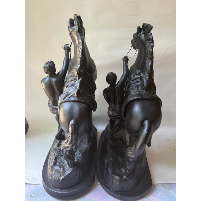 Pair of Vintage Figural Statue of Man & Rearing Horse For Sale - Image 11 of 13