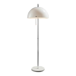 Vintage Fagerhults Swedish Mid-Century Mushroom Floor Lamp 1970s White Dome Rare Us Find MCM Scandinavian Lighting For Sale