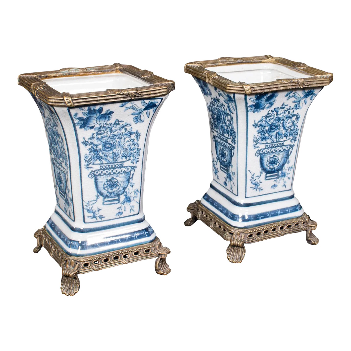 1900s Pair of Antique Victorian Ceramic Flower Vases Chairish