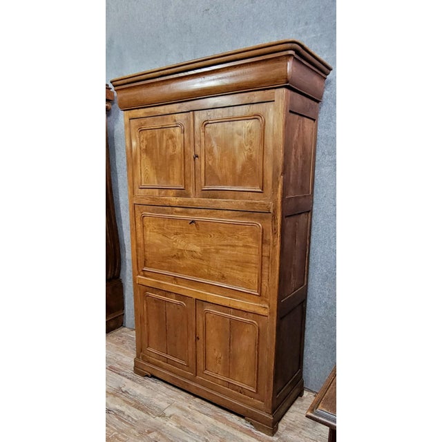 Louis Philippe Ash and Elm Secretary with Hidden Compartment, 1830s For Sale - Image 4 of 9