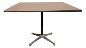 Square 1950s Herman Miller Square Contract Table With Walnut Laminate Top on Pedestal Base