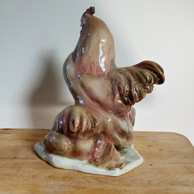 Antique Large Porcelain Rooster and Hen by Gebrüder Heubach For Sale - Image 4 of 11