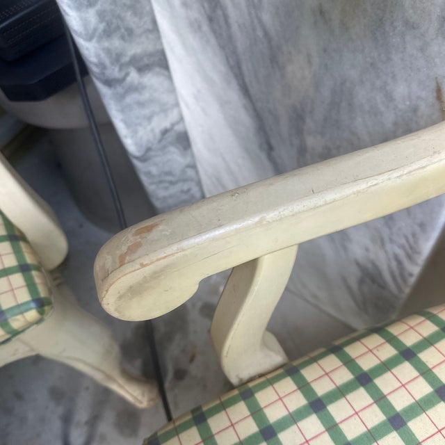1970s Country Core Pair of Green Gingham Chairs For Sale - Image 4 of 5