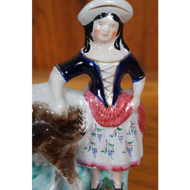 Antique 19th Century Staffordshire Porcelain Cow Milk Maid Spill Vase Creamer For Sale - Image 9 of 12