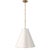 Thomas O'Brien for Visual Comfort Signature Goodman Medium Hanging Light in Hand-Rubbed Antique Brass with Antique White Shade For Sale