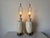 1980s Vintage Beige Ceramic Table Lamps on Brass Finish Bases – A Pair For Sale - Image 4 of 12