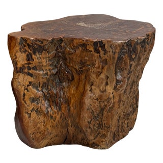Mid 20th Century Large Wide Free-Form Reclaimed Tree Trunk Pedestal Table For Sale