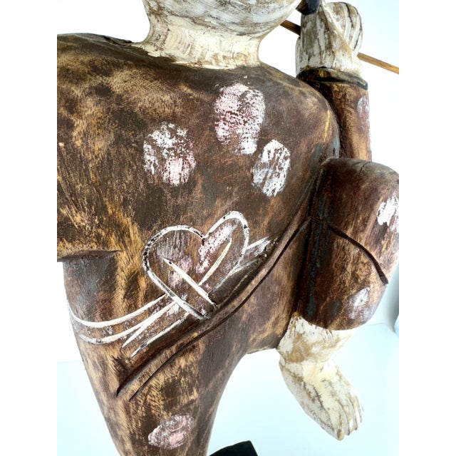 Chinoiserie Vintage Hand Carved Wood Asian Fisherman For Sale - Image 3 of 11