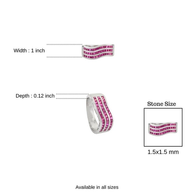 Contemporary Wave Natural 2.02 Ct Ruby Channel Set Band Ring Size 6 For Sale - Image 9 of 12