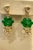 12Ct Carved Emerald & 5 Ct Rose Diamond Dangling Post Earrings 22 Kt Yellow Gold For Sale - Image 9 of 18