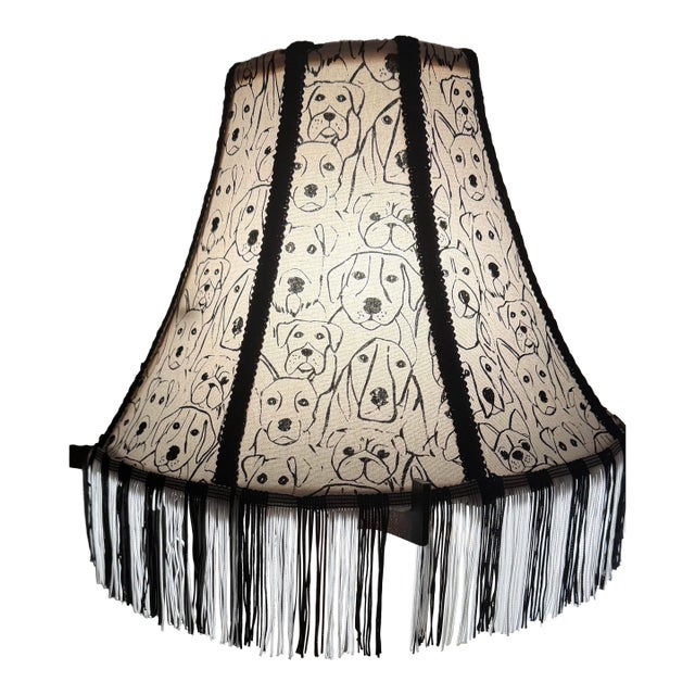 Graphic Canine Print Spider-Fit Lampshade With Trim For Sale